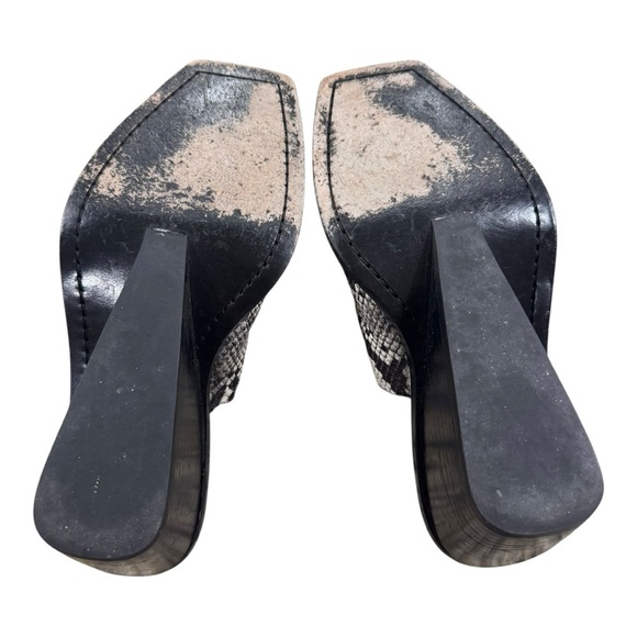 Rag & Bone Designer Santiago Snakeskin Embossed Wedge Sandals Size 37.5 / US 7.5 - Picture 9 of 10
